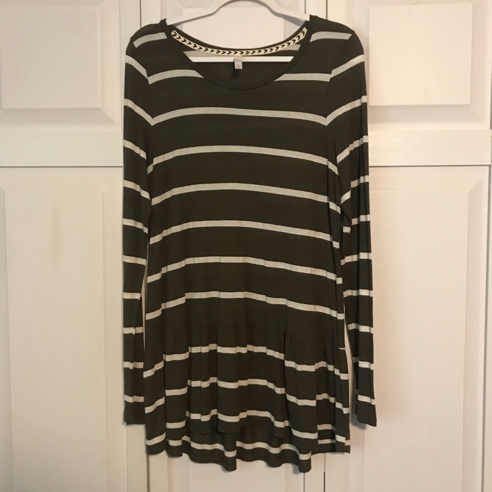 Striped peplum longleeve shirt
